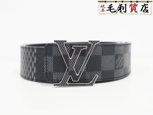 ルイヴィトン LOUIS VUITTON ベルト LV イニシャル 40MM リバーシブル ロゴ ダミエ グラフィット 3D キャンバス レザー