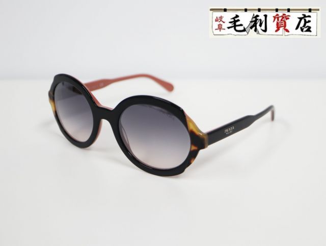 プラダ PRADA SPR17U ラウンド サイドロゴ べっ甲柄 ピンク レディース 美品 サングラス