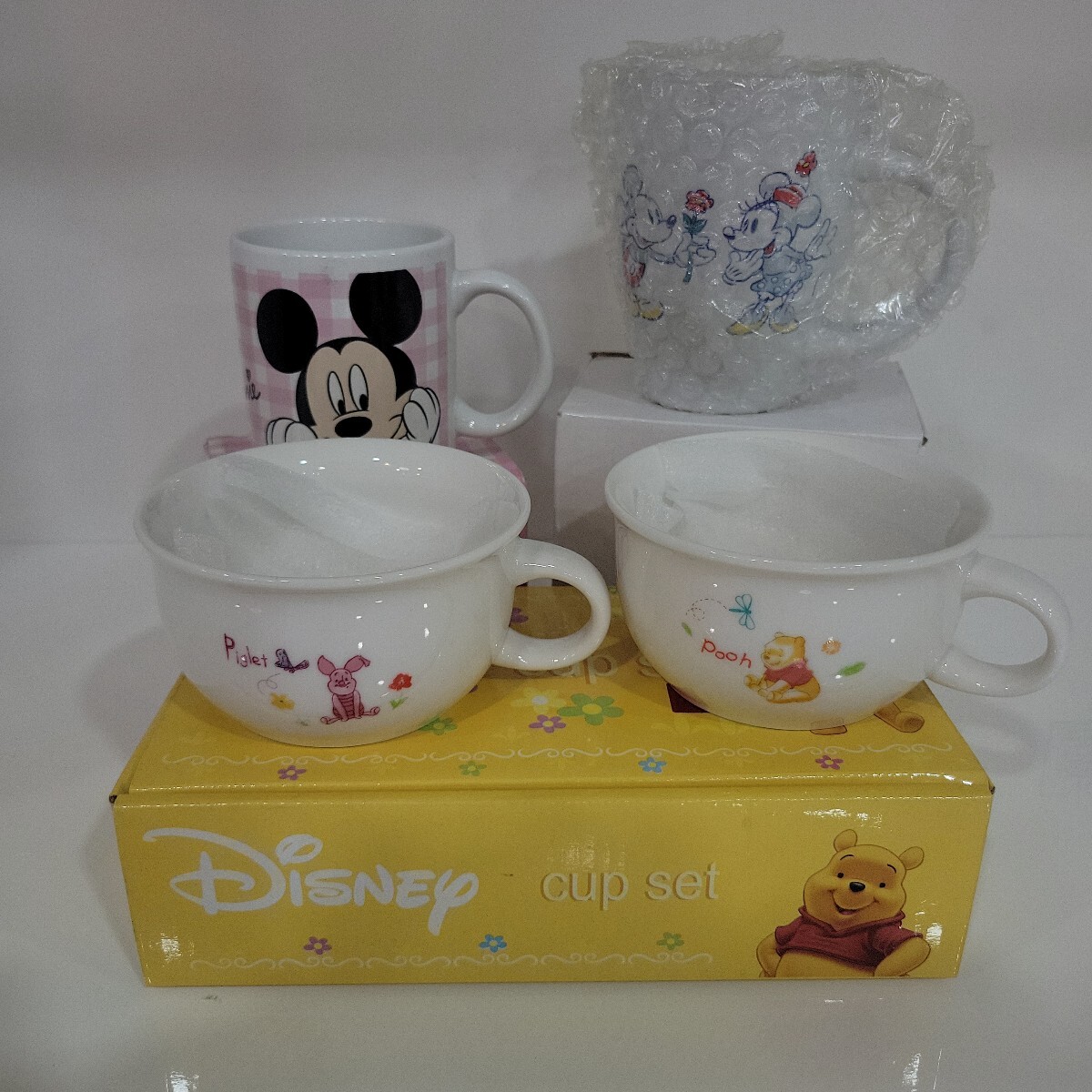 №9583 未使用 保管品 ディズニー食器 マグカップ2箱 スープセットペア1箱