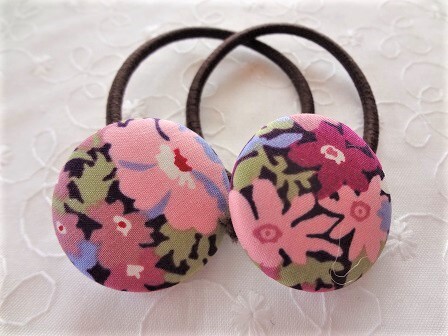 *ハンドメイド*リバティ*Thorpe/ワイン*２７ｍｍ*ヘアゴム*２個セット*
