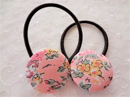 *ハンドメイド*リバティ*Tatum/ピンク*２７ｍｍ*ヘアゴム*２個セット*