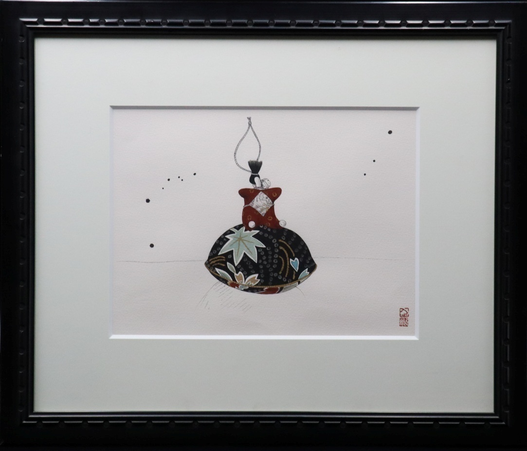 【宙】真作保証 中島千波「針さし」挿絵原画 3号 共シール 額装 差箱 日本美術院特待 芸大名誉教授 現代巨匠 C9G22.lq.D