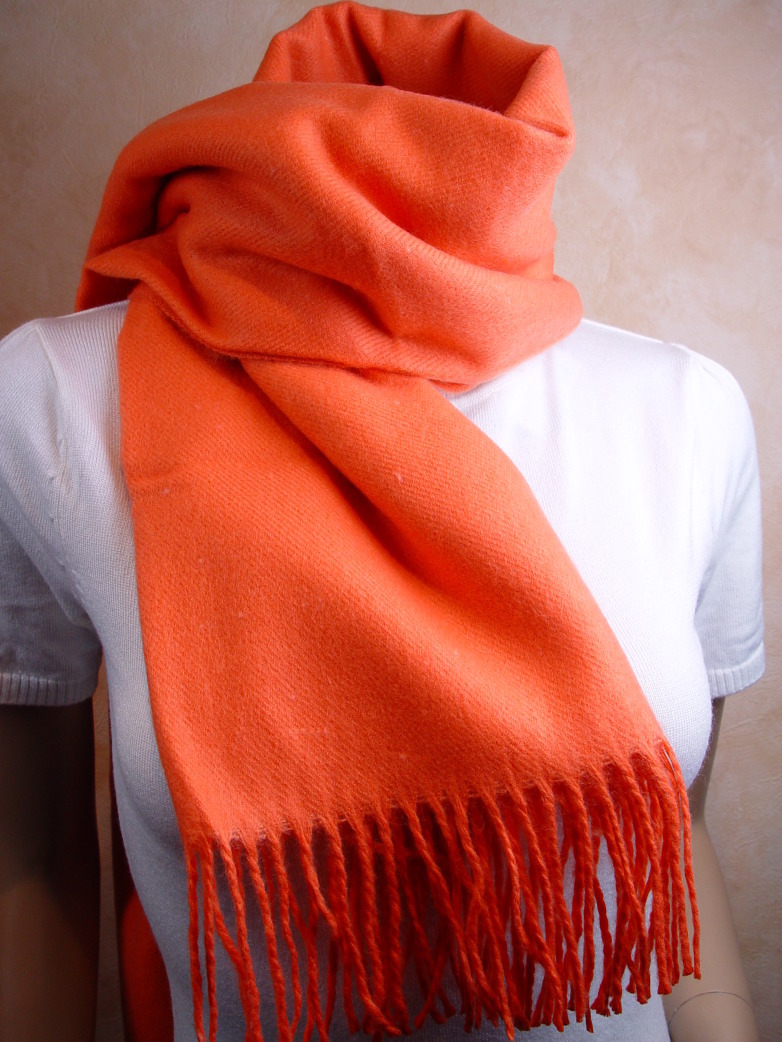 SALE☆カシミア100％英国”ストール”新作Hオレンジ〇*:..azu00c