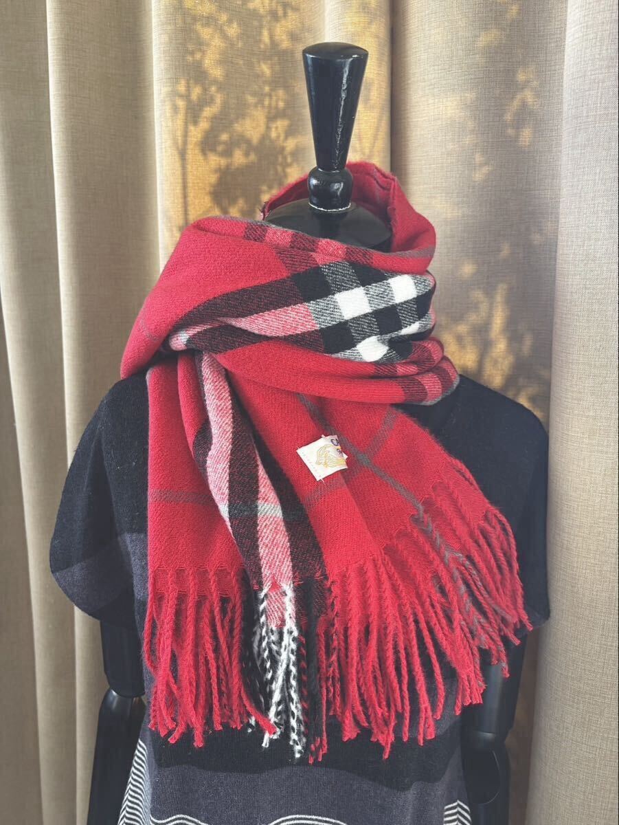 SALE☆カシミア100％英国”ストール”haymarket-check/NEWBBローズレッド〇*:..azu00c