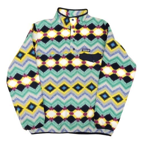 16FAモデル パタゴニア シンチラ スナップ-T オーバーフリース ジャケット サイズL 総柄/マルチカラー Patagonia 中古品