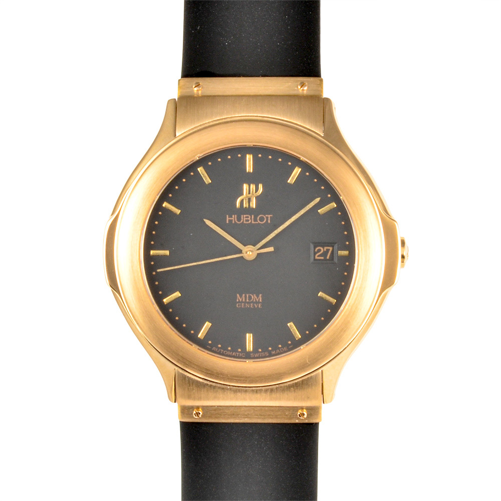 ウブロ HUBLOT 1512.8 MDM エレガント 腕時計 自動巻 ブラック文字盤 K18 金無垢