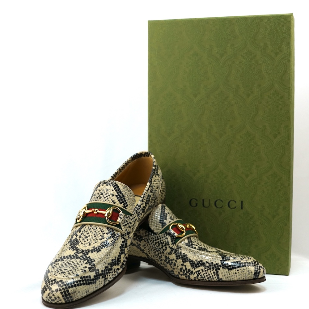 GUCCI グッチ パイソンカーフ プリント シェリーライン ホースビット ローファー サイズ6 (約25cm) 655579
