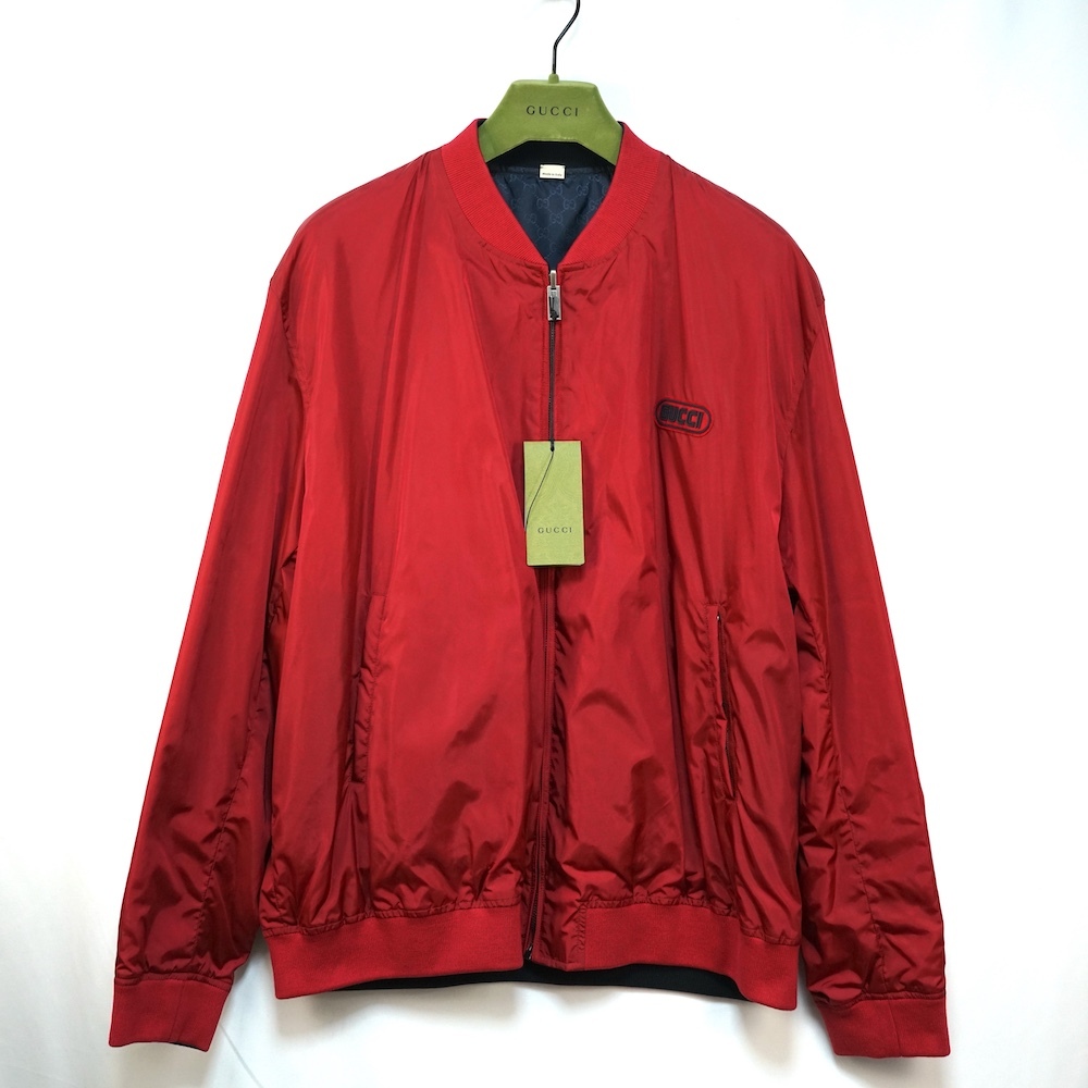 2019AW GUCCI グッチ GGナイロン リバーシブル ボンバージャケット ブルゾン アウター レッド ネイビー 62サイズ（190/116A） 521764Z789C