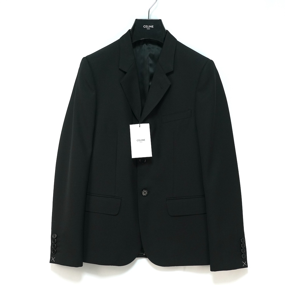 CELINE PARIS セリーヌ テーラード ウール ジャケット シングルプレスト ３つボタン ブラック 44サイズ 25ZY4120D