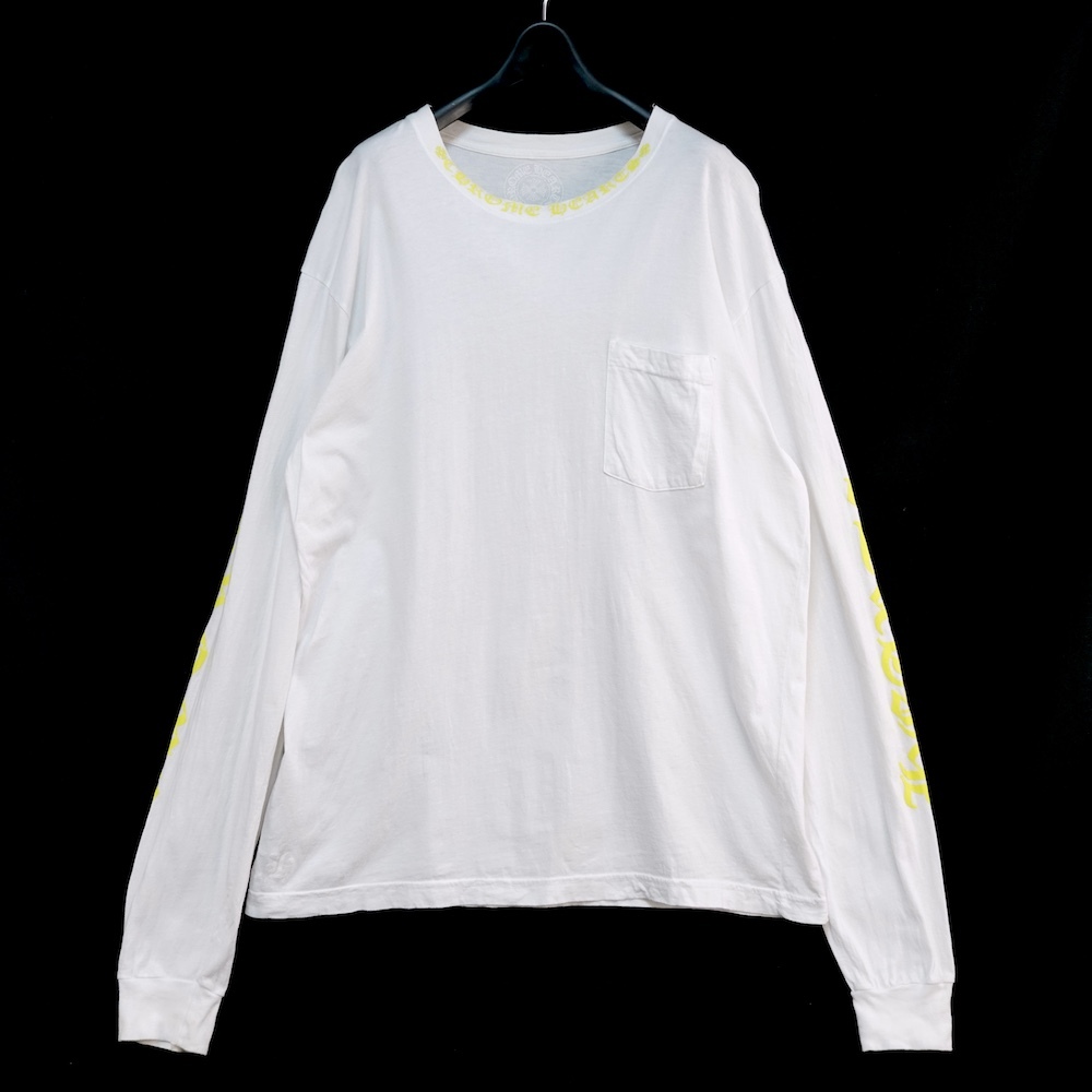 CHROME HEARTS クロムハーツ ポケット付き ロング スリーブ Tシャツ ホワイト XLサイズ 035‐099951