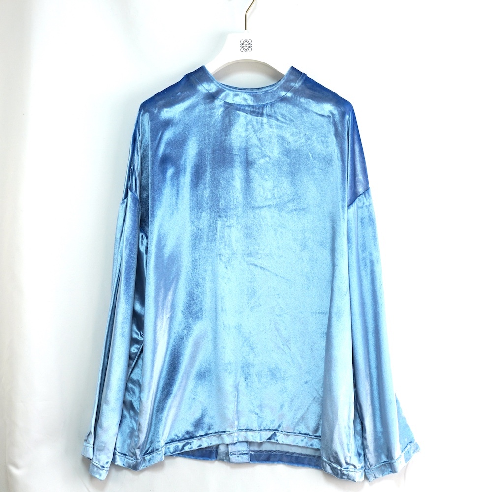 LOEWE ロエべ METALLIC STUDS BACK SHIRT メタリック スタッズ バック ビスコース シャツ ベルベット RIVIERA BLUE 44サイズ H526Y05WCC 