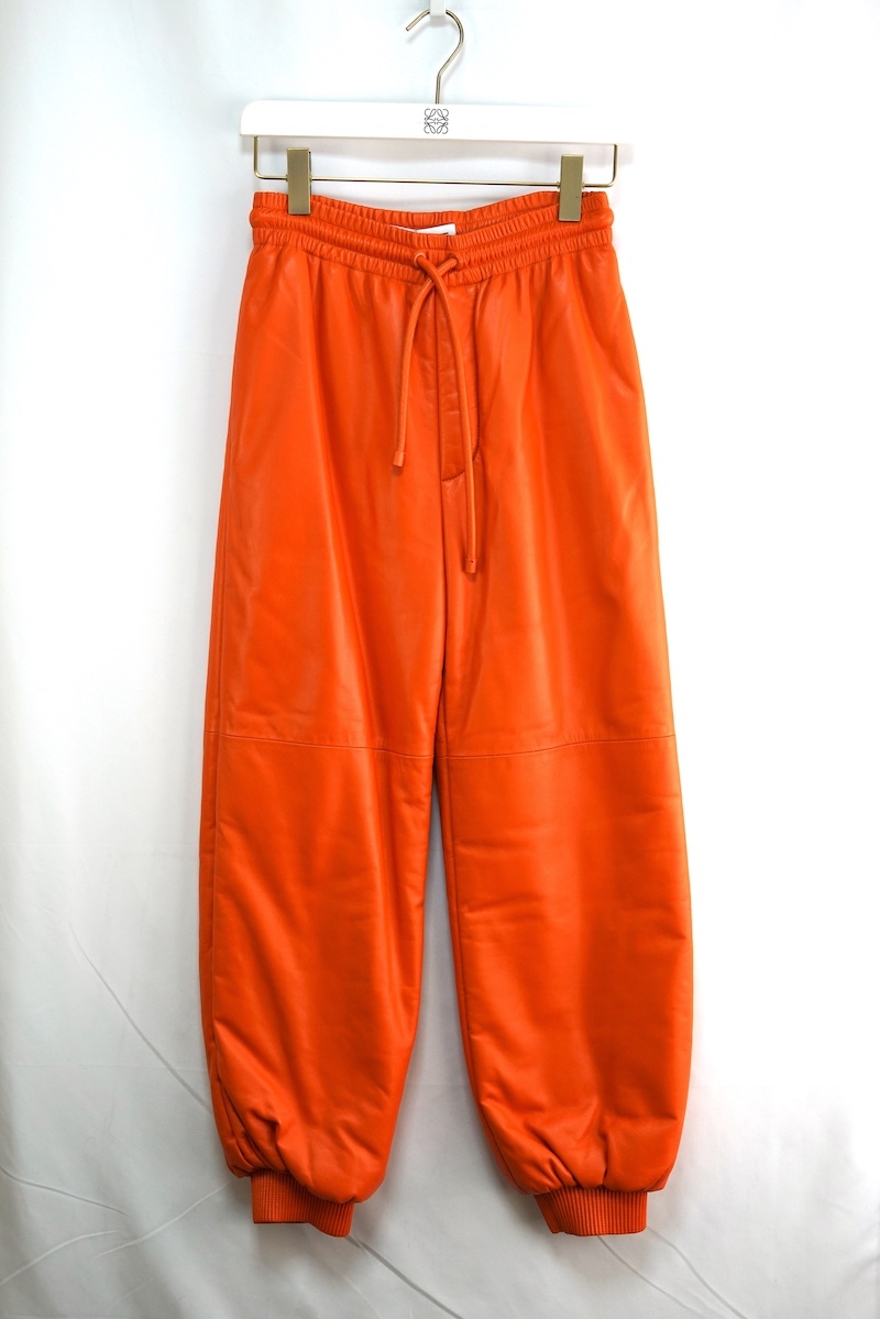 LOEWE ロエべ PUFFER JOGGINGS ACOL NARANJA パファー ジョギング レザー パンツ オレンジ 44サイズ H526Y54L23