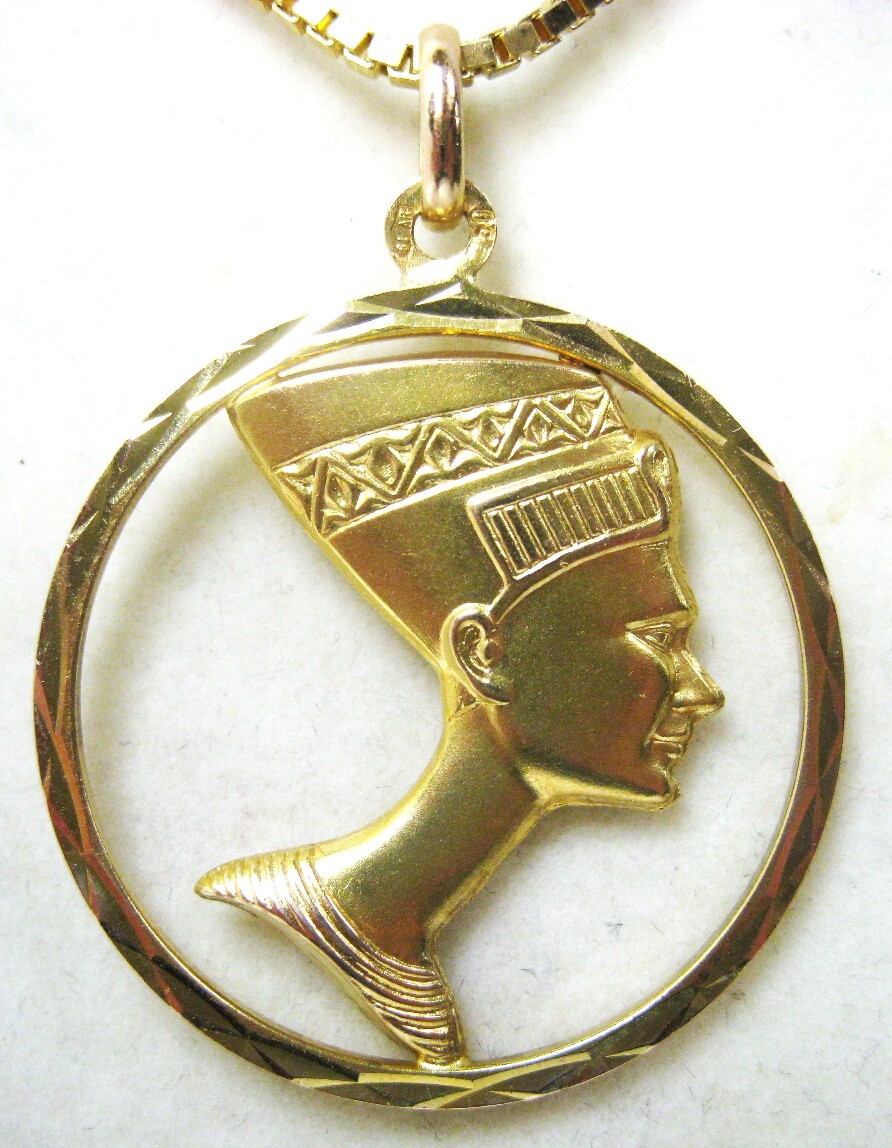 【東京 谷中 質屋おぢさん】極美品 750 18金 ペンダント クレオパトラ 32mm チャーム