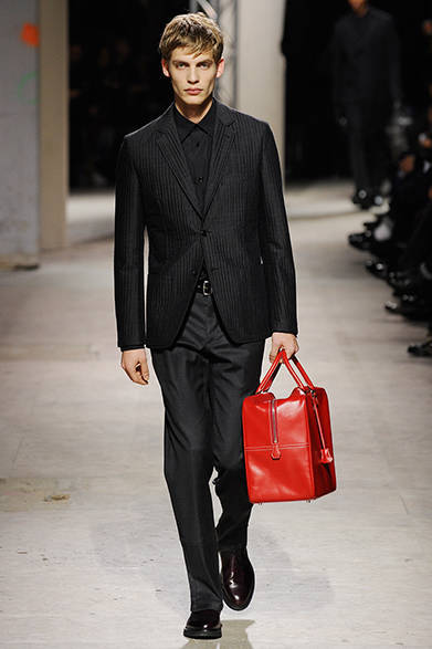 エルメス 2014AWコレクションLOOK ヘリンボーンストライプ ジャケット グレーブラック サイズ48 100％正規美品 定価40万円
