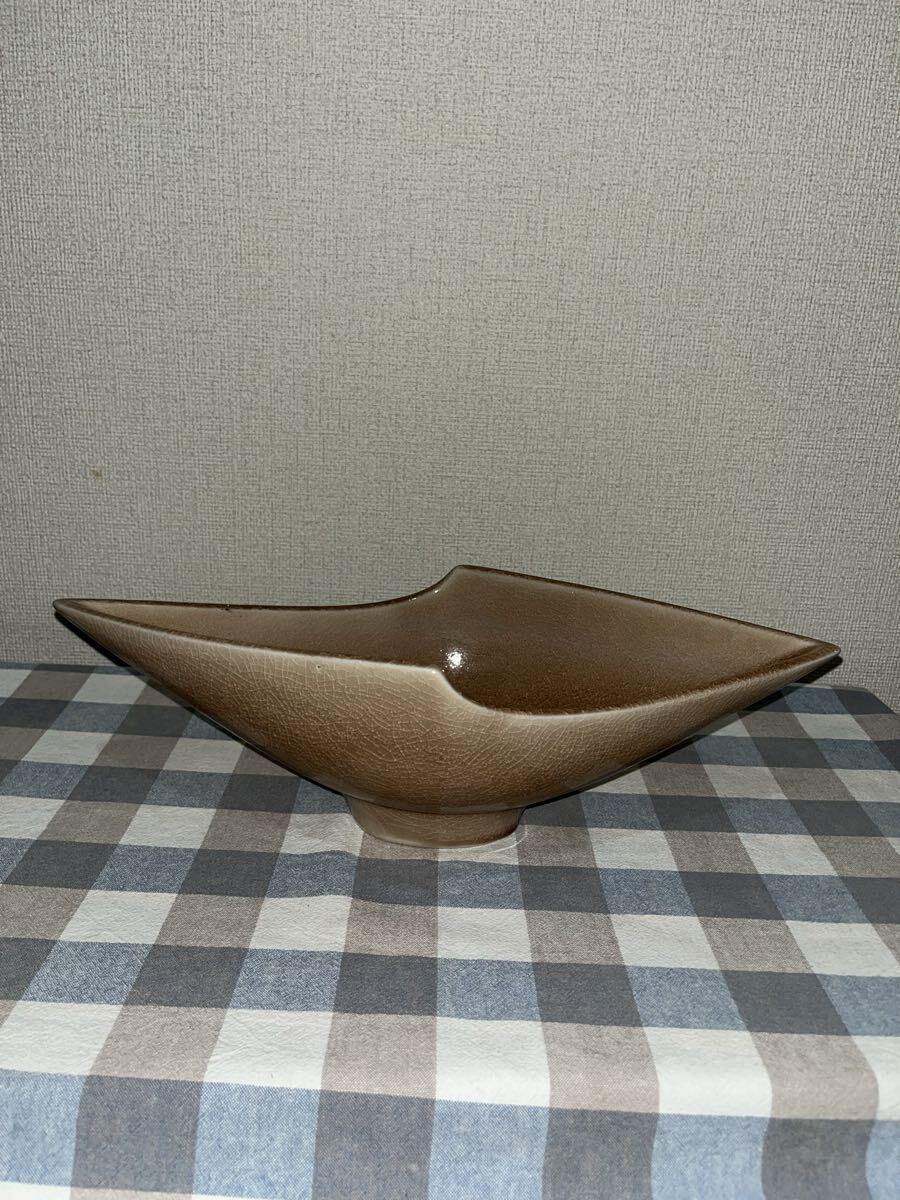陶器製 花器 水盤 管理A3591フラワーベース 花瓶 華道 華展 花展 いけばな