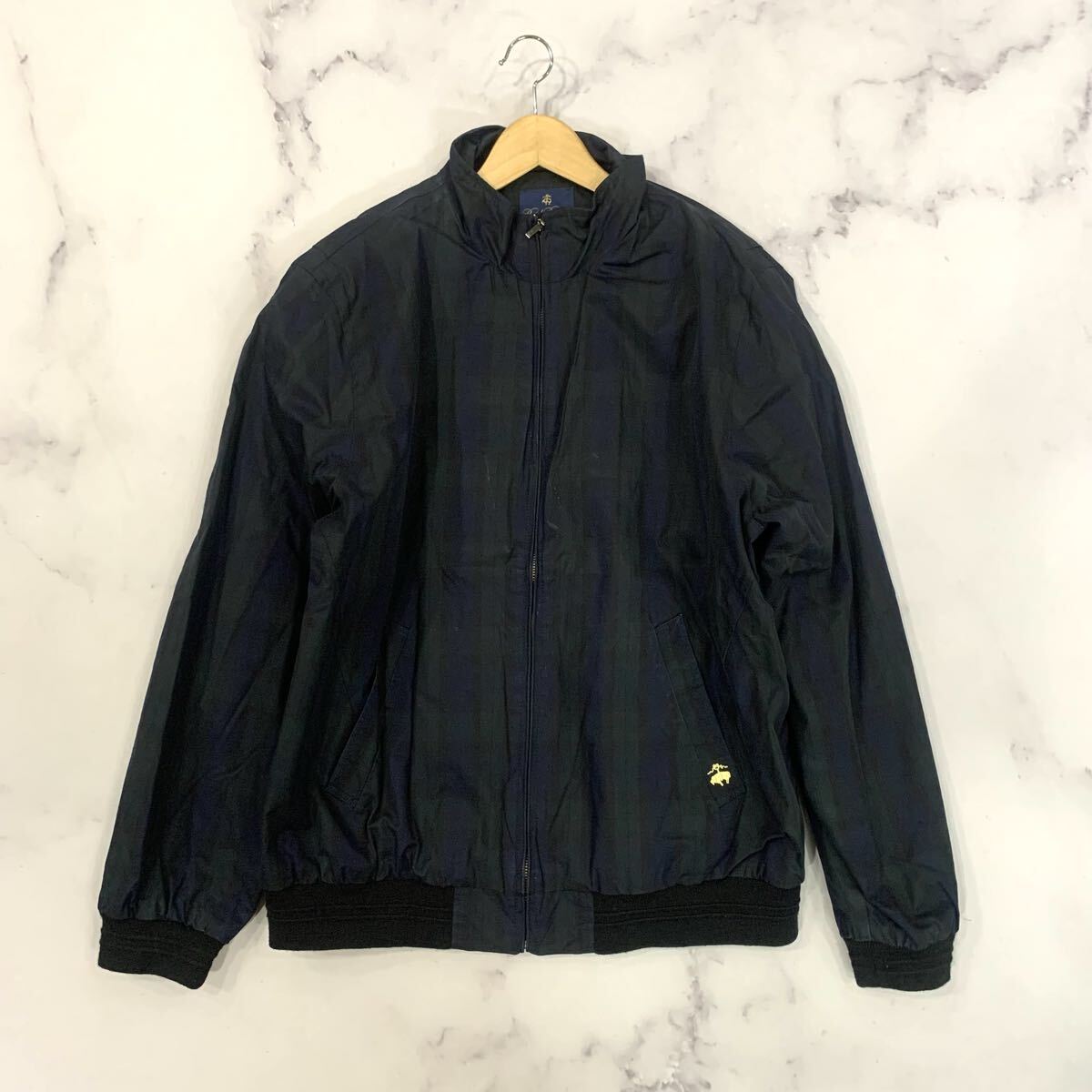 G▼ 大きいサイズ!! 'ロゴ刺繍' BROOKS BROTHERS ブルックス ブラザーズ チェック柄 ジップアップ ジャケット XL メンズ アウター ブルゾン