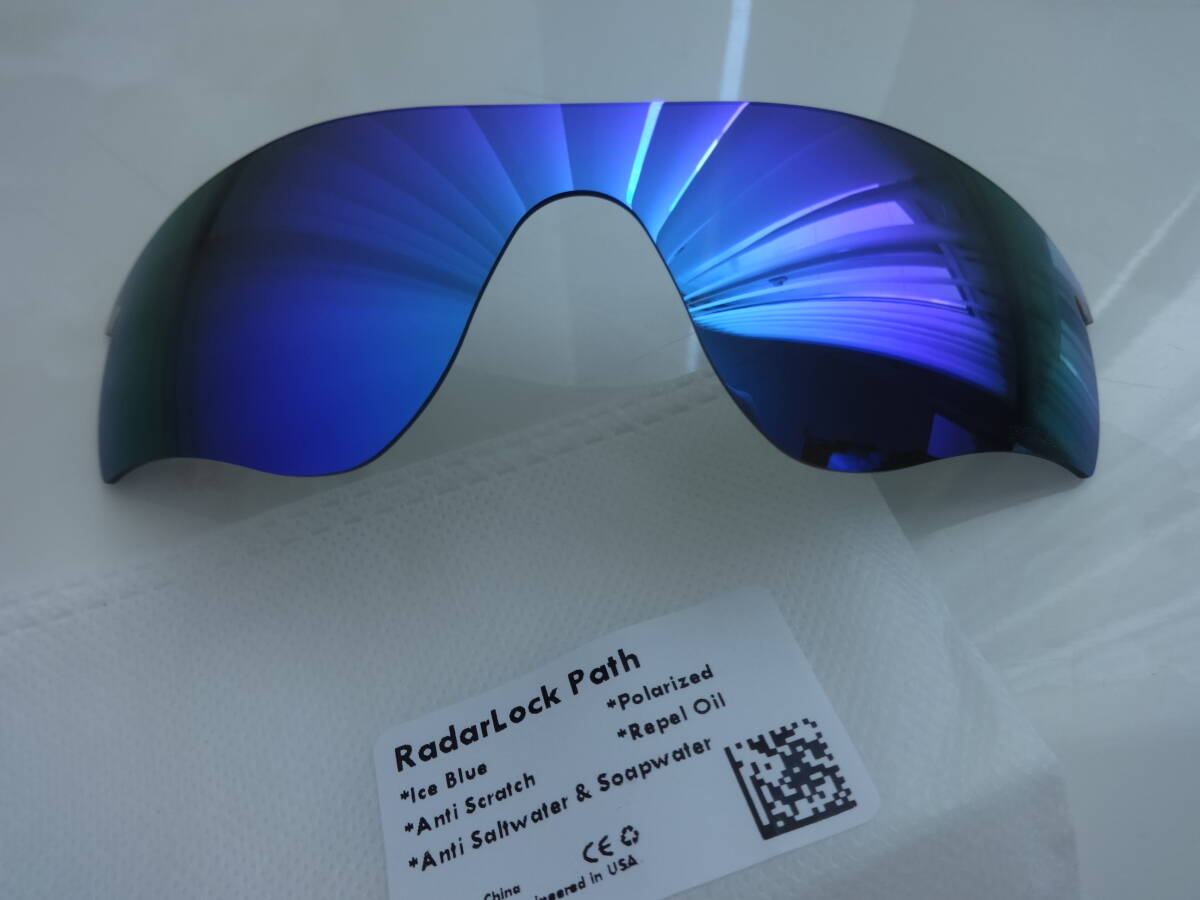 POLARIZED刻印入り！★オークリー　レーダーロックパス用 カスタム偏光ハイグレードレンズ　RadarLock Path ICE BLUE Color Polarized