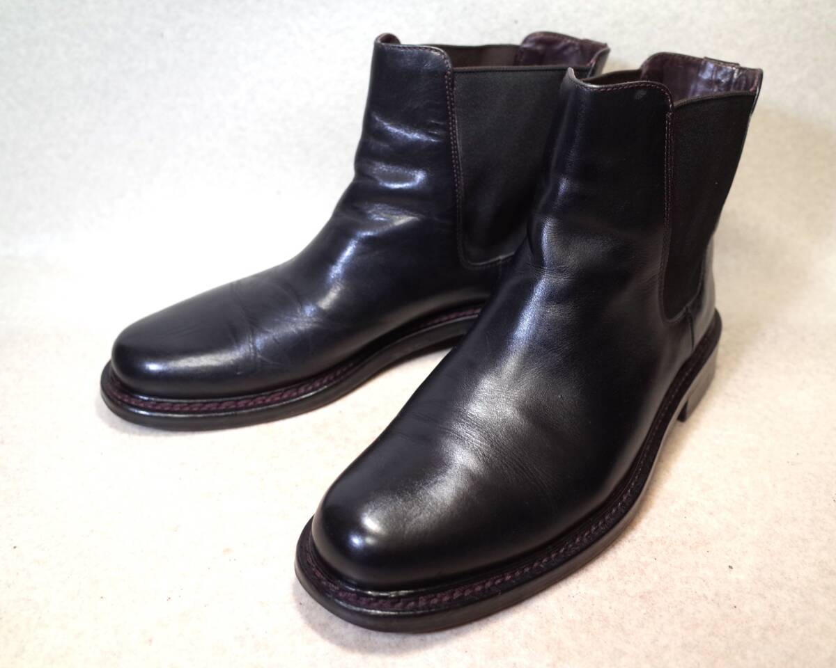 【即決価格落札で送料無料】5609■HUGO BOSS/ヒューゴ・ボス■イタリア製プレーントゥ/チェルシー/サイドゴアブーツ/ハンドクラフト/27cm 