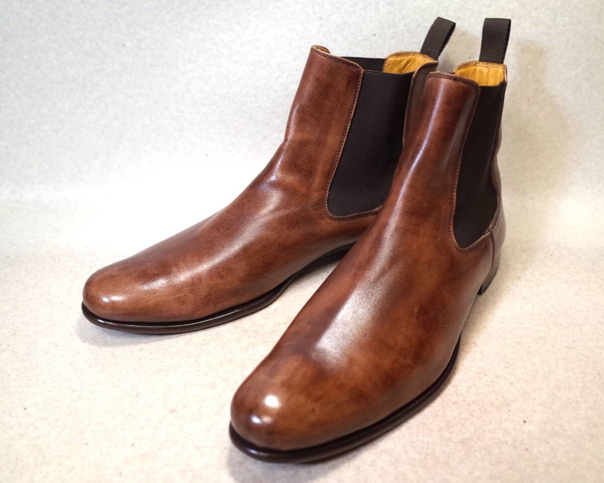 【送料無料】5610■ERRUTI■イタリア製プレーントゥ/チェルシー/サイドゴアブーツ/マッケイ/ハンドメイドシューズ/27.5-28cm■