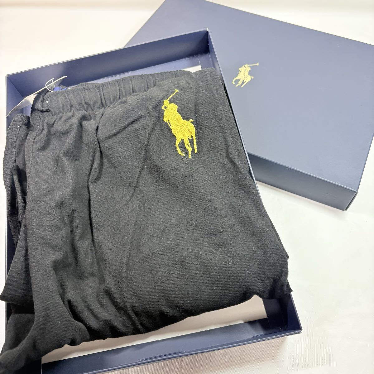 美品未使用タグ付き　90s Polo Ralph Lauren ポロラルフローレン　スウェットパンツ　メンズM ポニー　エンブレム刺繍　ブラック　紳士