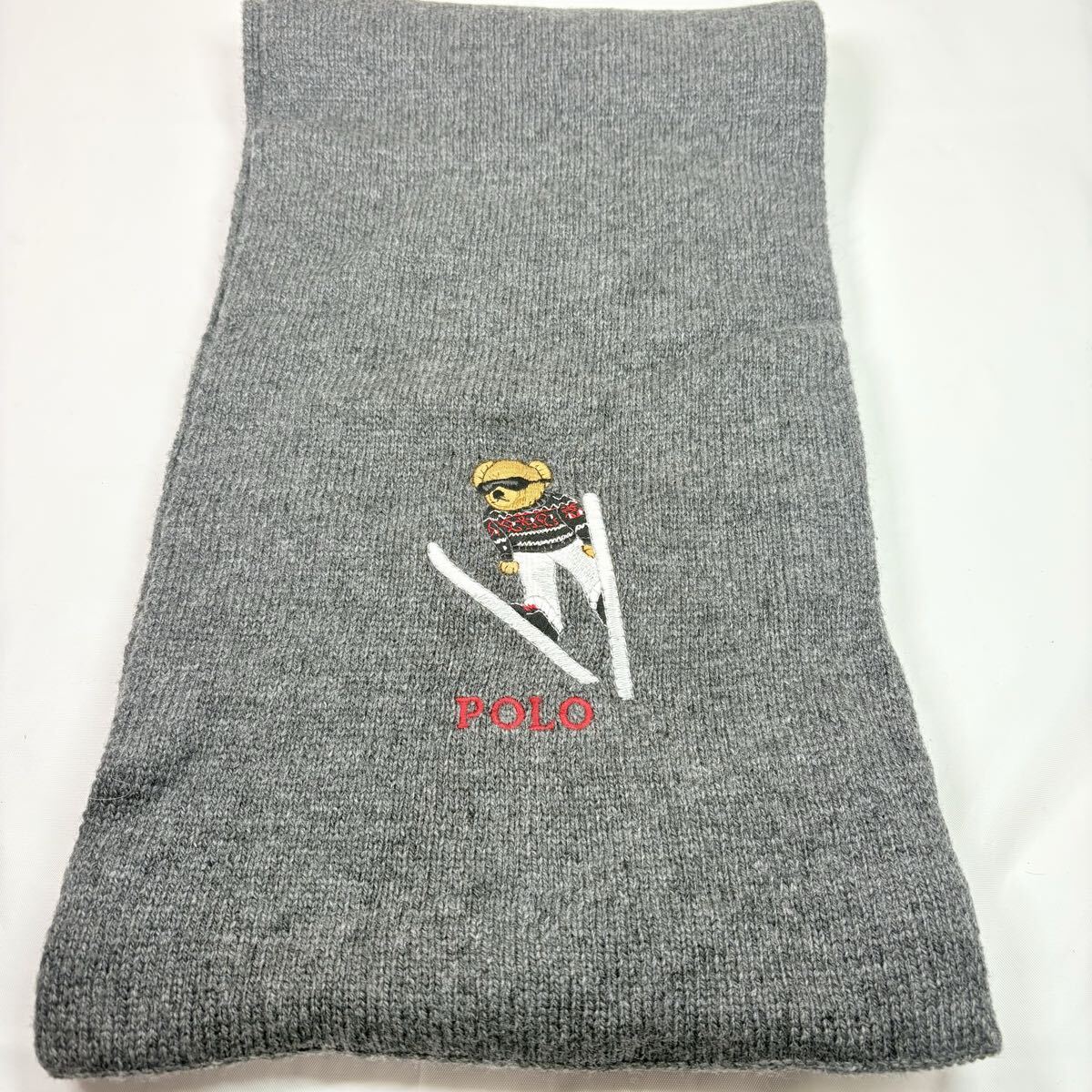 POLO RALPH LAUREN ポロラルフローレン　ポロベア マフラー 178×23cm グレー