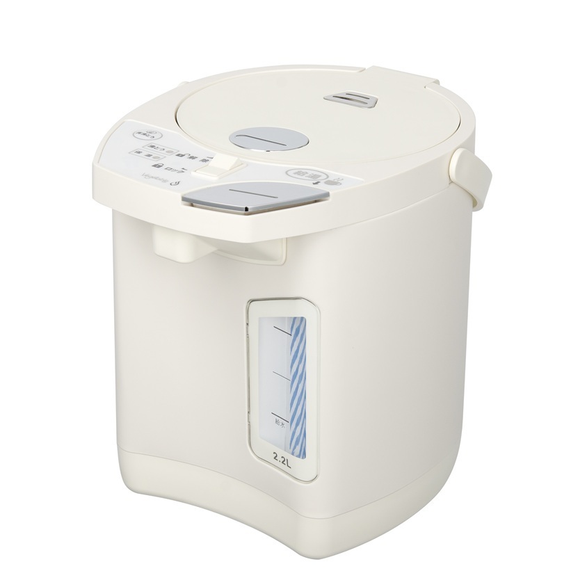 VEGETABLE 電気ポット 電動給湯ポット 2.2L 再沸騰機能 そそぎやすい360度回転底面 湯沸し 保温 ポット