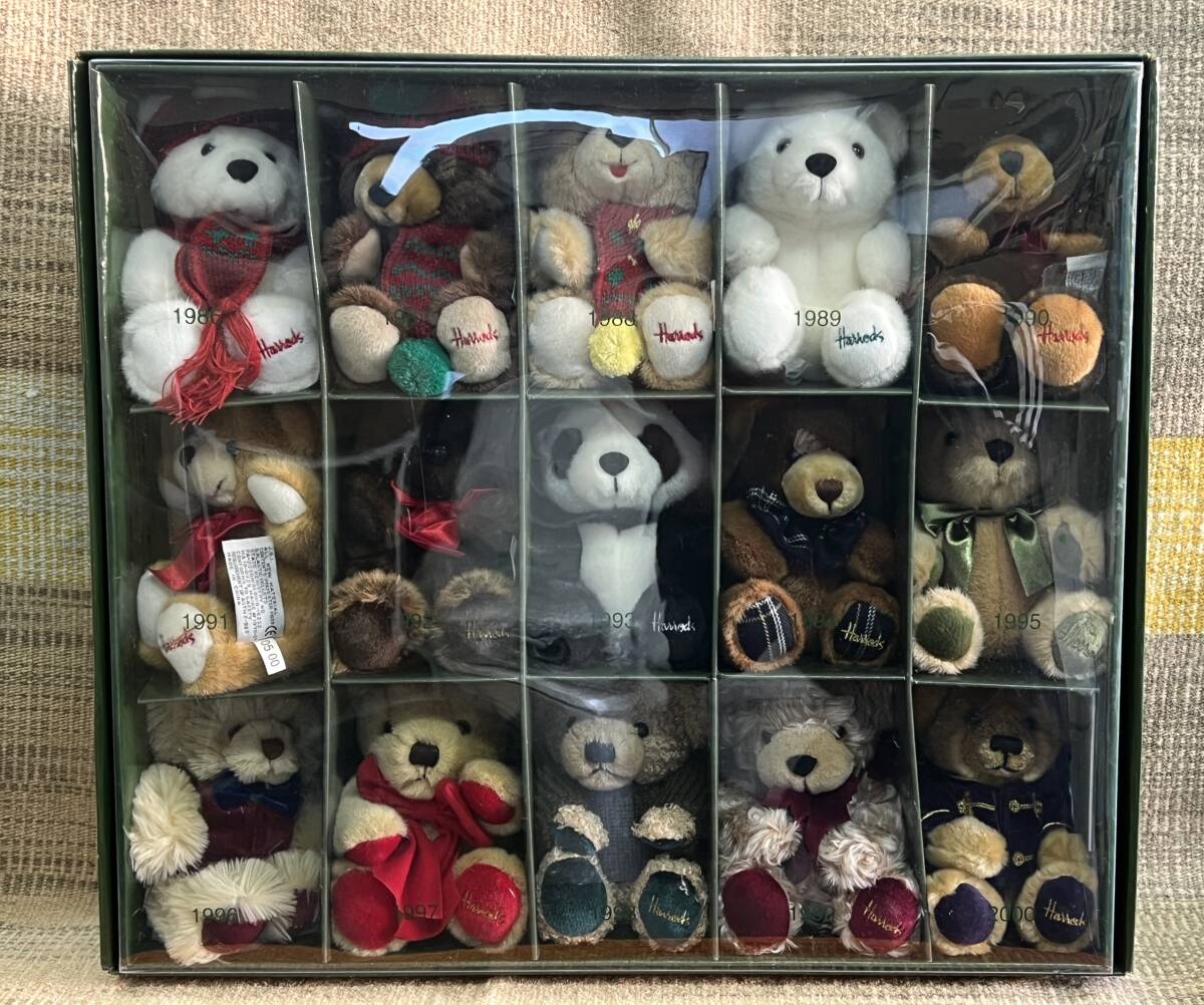 ＊Z-822＊Harrods KNIGHTSBRIDGE 15 Miniatures Harrods Christmas Bears/ハロッズギフトセット/1986〜2000 15体/未開封＊