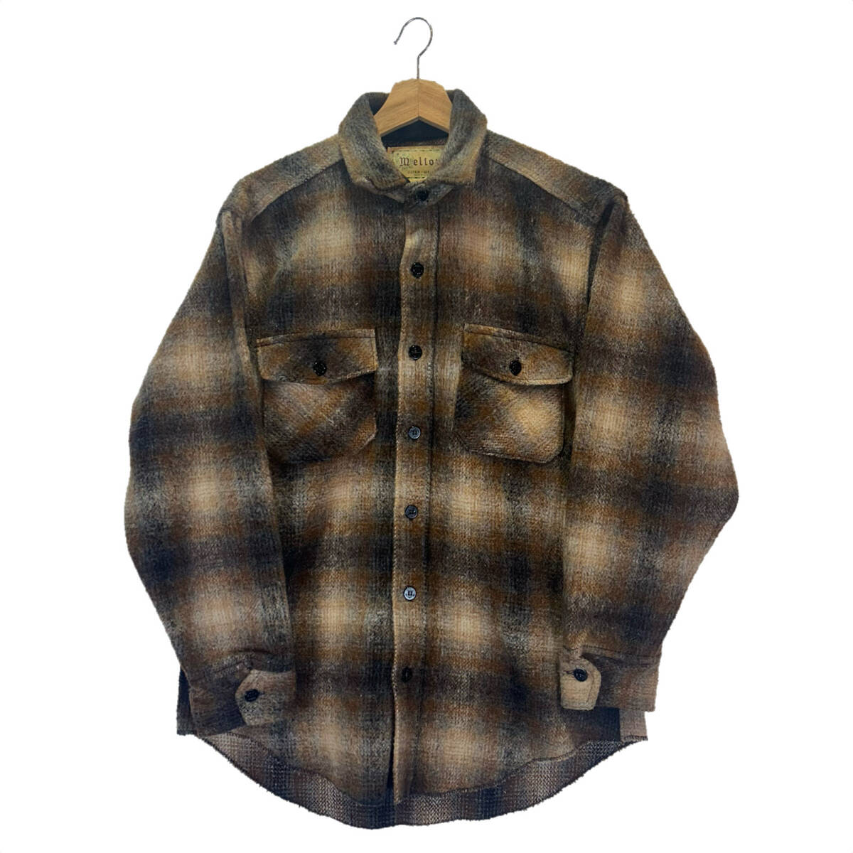 【ヴィンテージ】90’s melton フランネルシャツ USA製 メルトン サイズM アメリカ古着 90年代 vintage made in USA