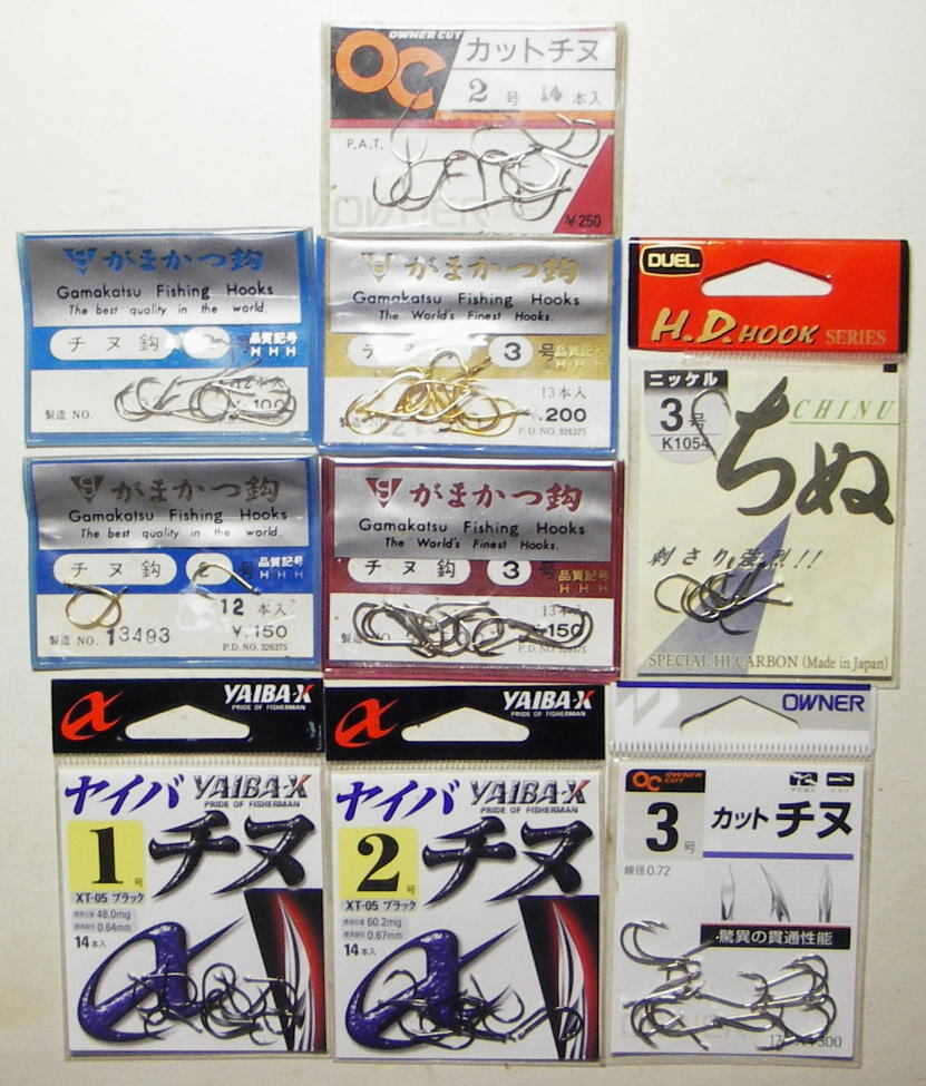 【がまかつ・オーナー・ささめ】 チヌ鈎1/2/3号　9枚セット　未使用＆使いさし品！