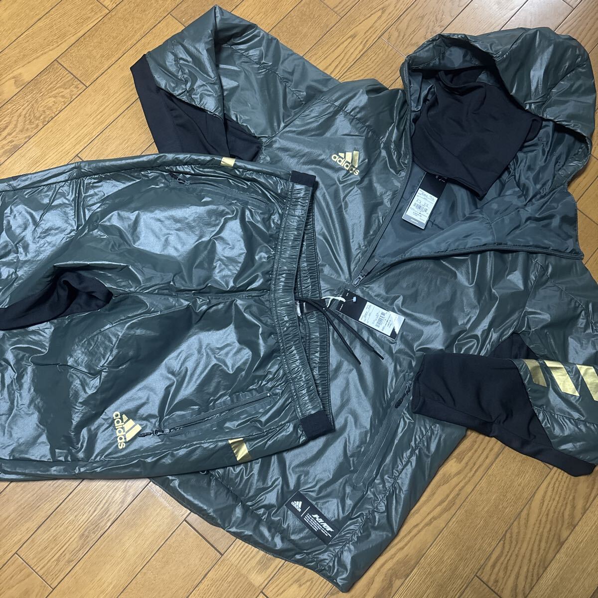 新品★ adidas パデットプラクティスジャケット&パンツ サイズXO ED3812 ED3810 カーキ