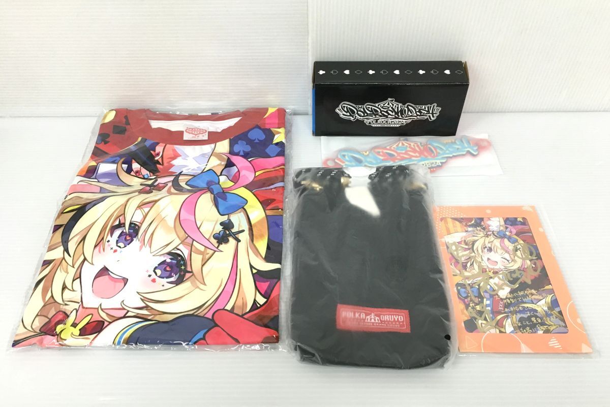 K21-041-059●【未使用】hololive ホロライブ 尾丸ポルカ 誕生日記念 2024 グッズセット 5点 直筆サイン入りポストカード/Tシャツ/他