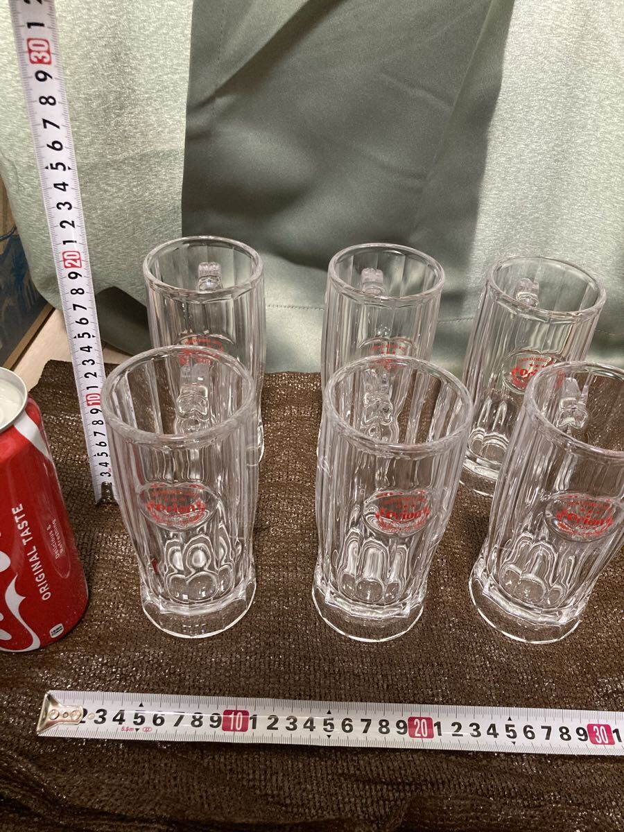 YK-3008 #120 中古品 箱あり オリオンビール ORION BEER ジョッキ 6個入り 赤ロゴ 容量380ml 高さ約17cm 麦ロゴ 沖縄 泡盛