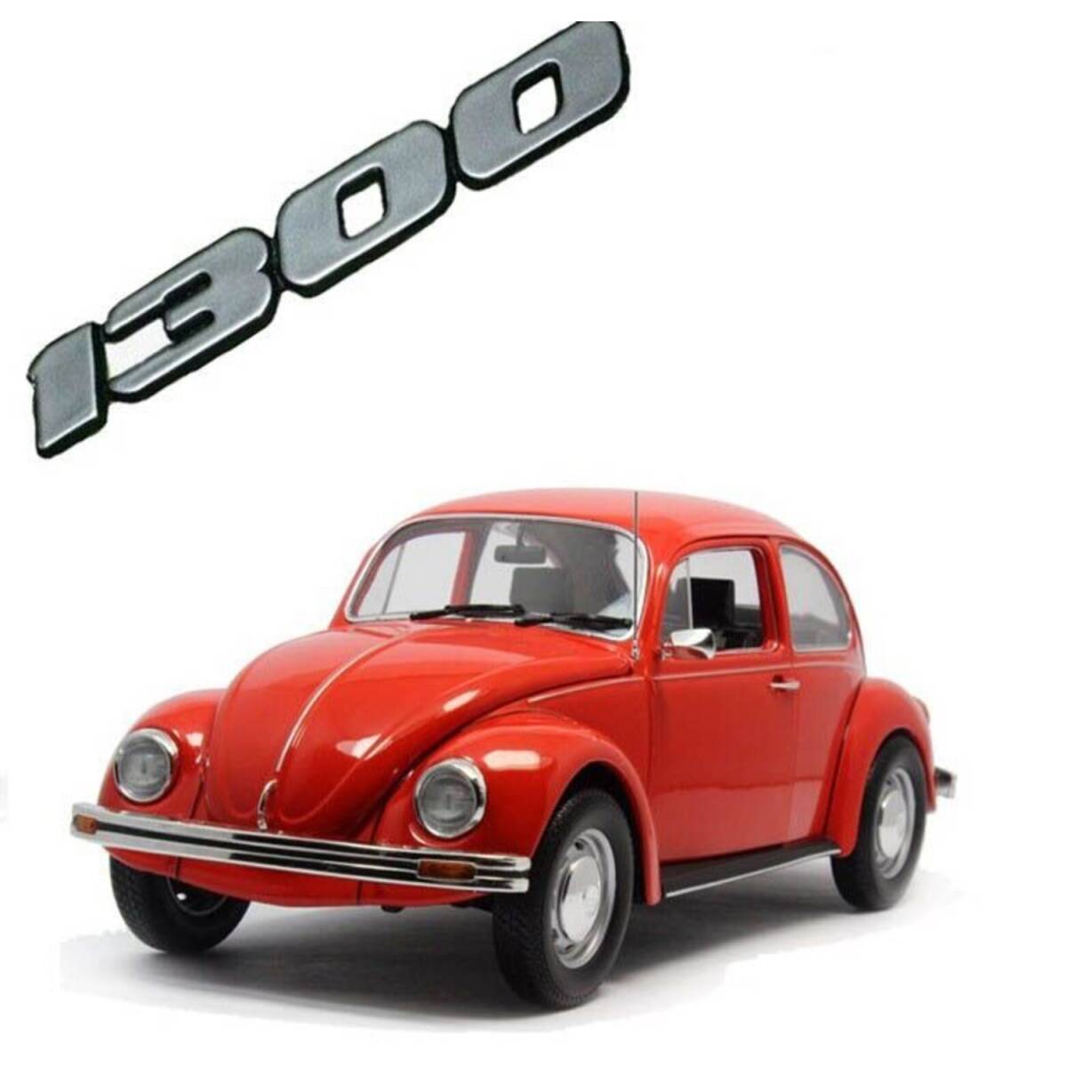 エンブレム 1300 1300cc cc VWフォルクスワーゲン シルバー スクリプト ビートル 空冷VW T1 T2 T3 バス バンカルマン ギア スクエアバック