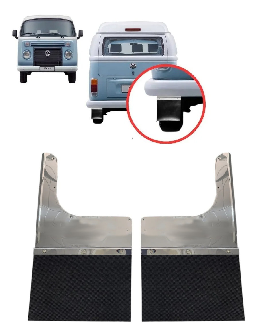 フェンダー マッドフラップ スプラッシュ ガード プロテクション スムース ペア 2個セット ステンレス VW ワーゲン バス T2 コンビ 全年式