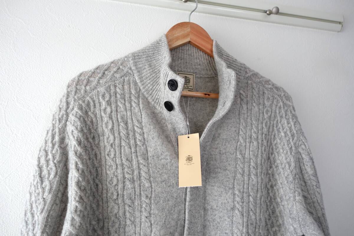 未使用 ジェイプレス J.PRESS Cash Lamb’s Wool ハイネックケーブル カーディガン ニット Mサイズ カシミヤ混