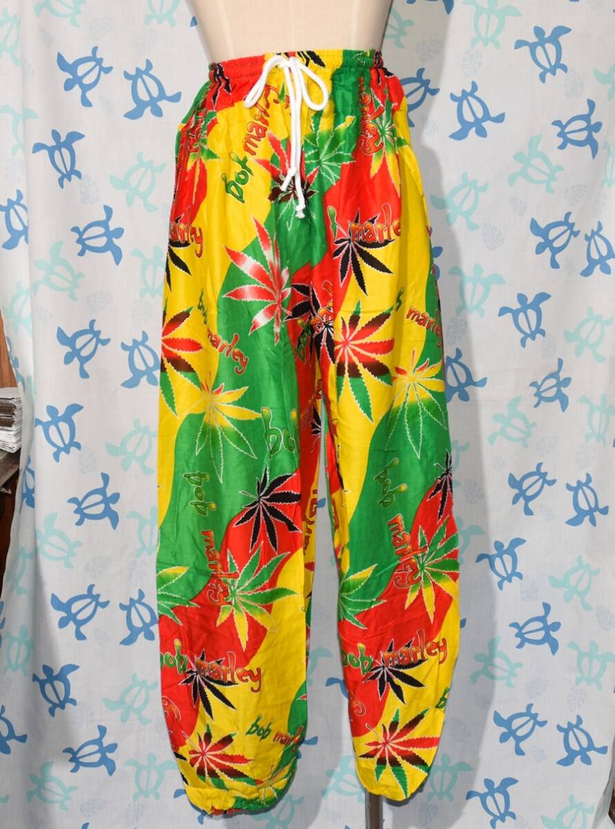 ★タイパンツ★大きめ★ラスタカラー★レゲエ★マリファナデザイン★新品★Ｃ９２