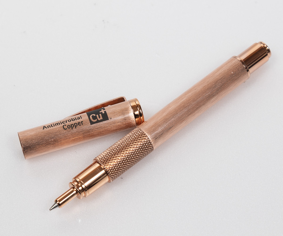 ★新品未使用 非売品 抗菌銅 ボールペン キャップ式 Antimicrobial Copper Cu+ 認定 銅製 CU カッパー フレンズ ケース有 外箱付