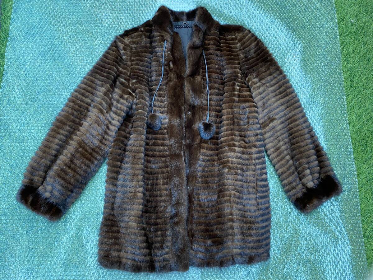 A-6-26 ①【鴇】ミンク 毛皮コート 11号 L ブラウン ファーコート レディース 