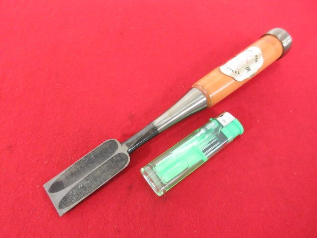 ZA567■久道印 / 追入のみ グミ柄 二枚裏 / 刃幅 24mm / 全長220mm /// 鑿 ノミ 大工道具 / 未使用