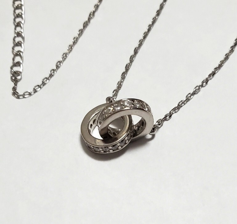 SILVER 925 シルバー925刻印 キュービックジルコニア ペンダントトップ ネックレス レディース 50㎝ 2,7ｇ 美品