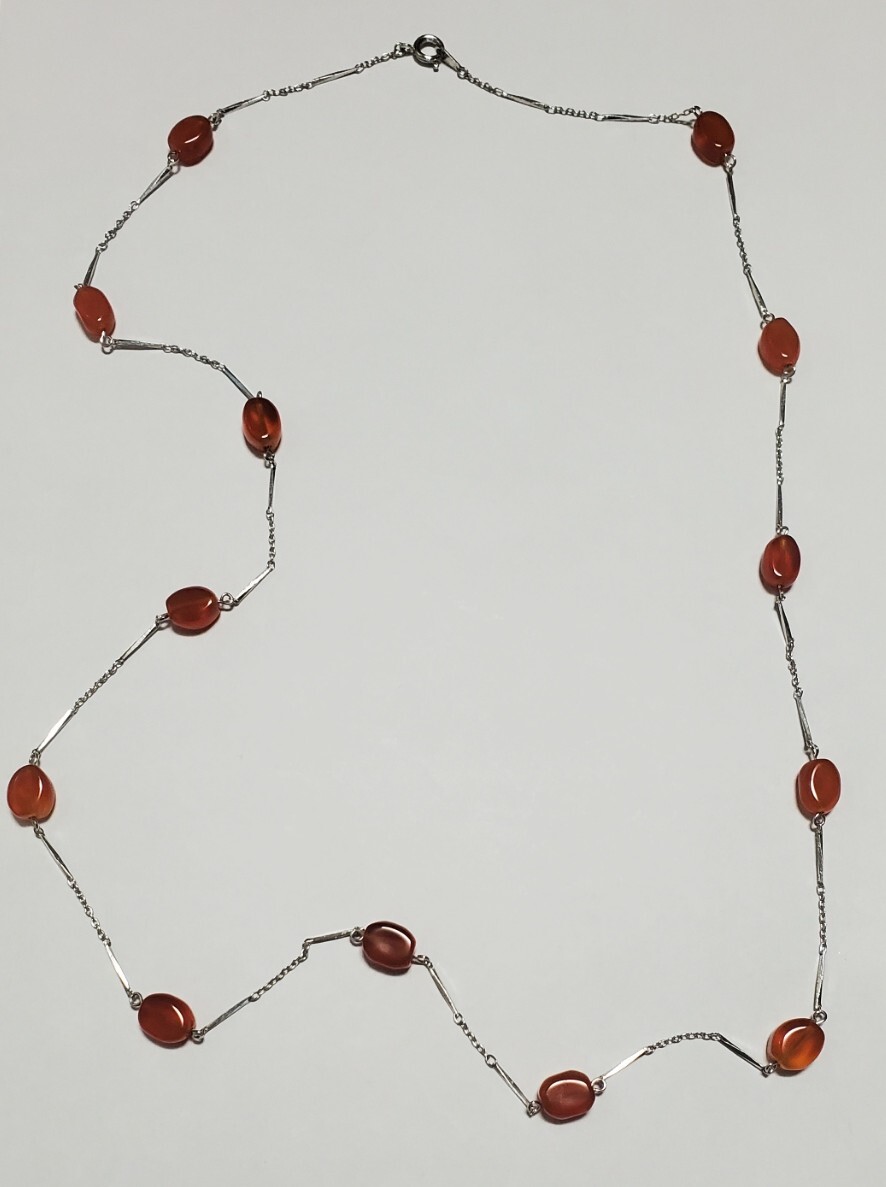 瑪瑙 カラーストーン ネックレス レディース アクセサリー 16,9ｇ 80㎝　美品