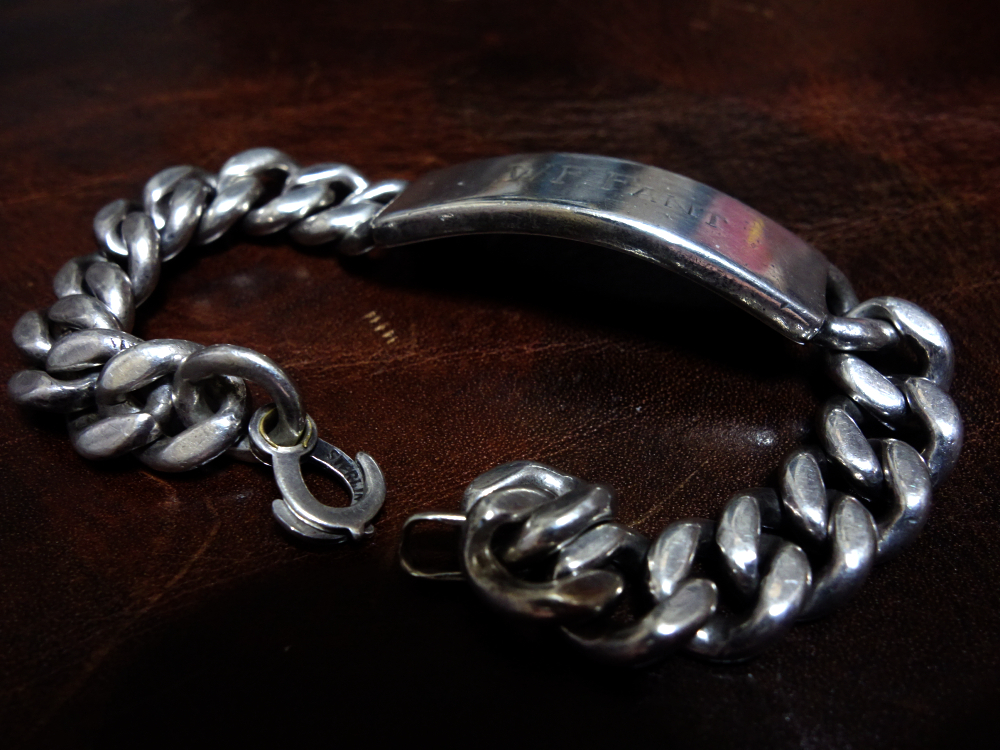 Silver ID Bracelet Military シルバー ID ブレスレット ミリタリー ヴィンテージ