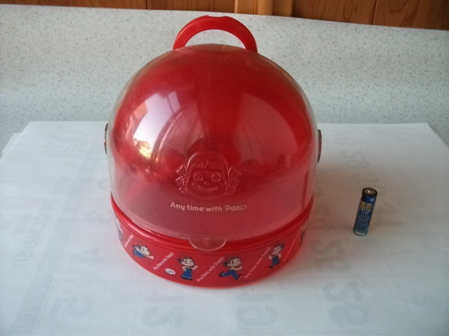 非売品？　不二家　ペコちゃん ドーム型 ケース　Any　Time With Peko　樹脂製　当時物/レトロ/丸型/小物入れ/収納/プラ製/ペコ/