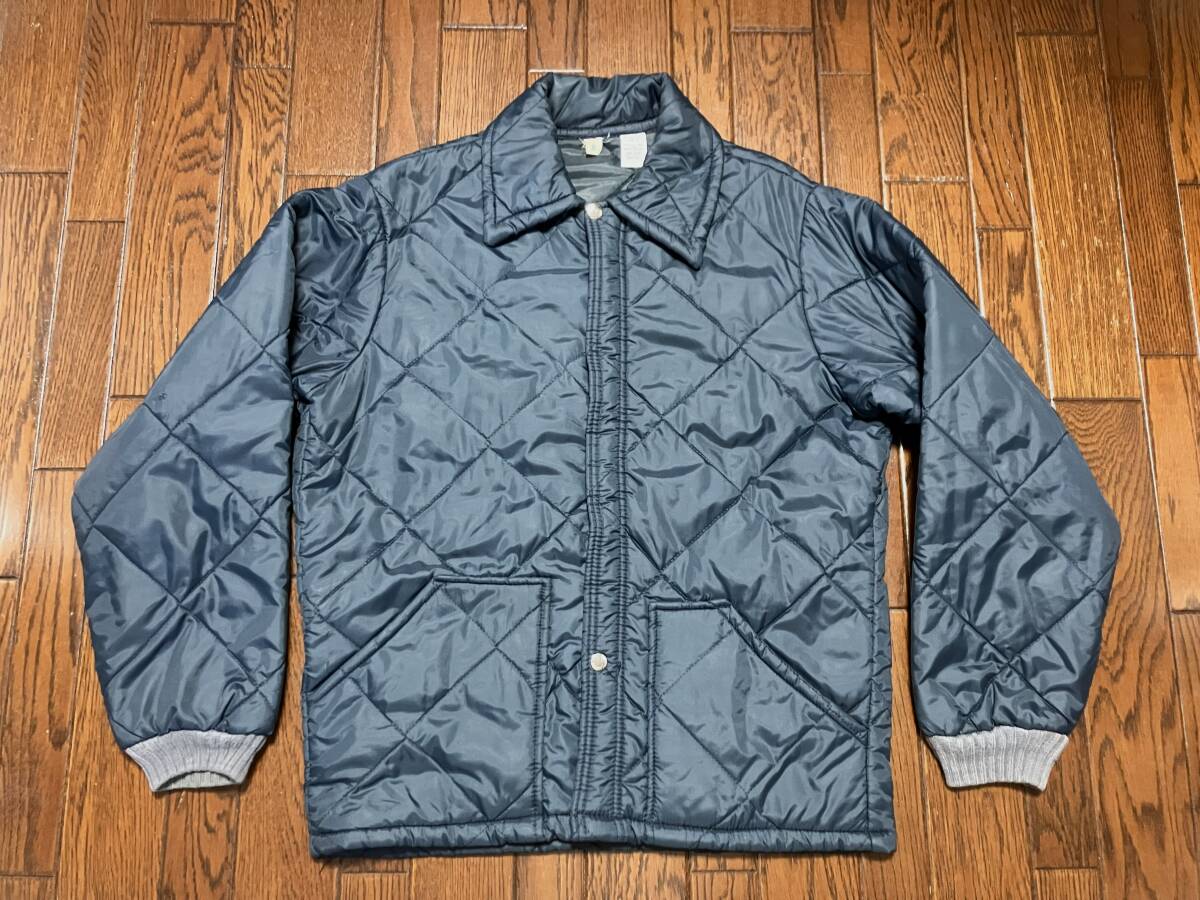 ビンテージ ７０ｓ タロンジッパー キルティング ジャケット Ｍ ネイビー 紺 中綿 ７０年代 検索 ナイロン ライナー レーシング