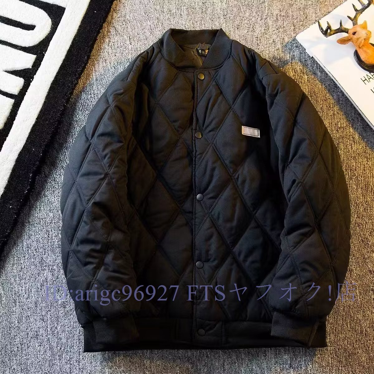 ★新品キルティングコート メンズ　秋 冬 春 服 中綿ジャケット アウター キルティング　防寒　カジュアル　ショット丈 ブラック 2XL