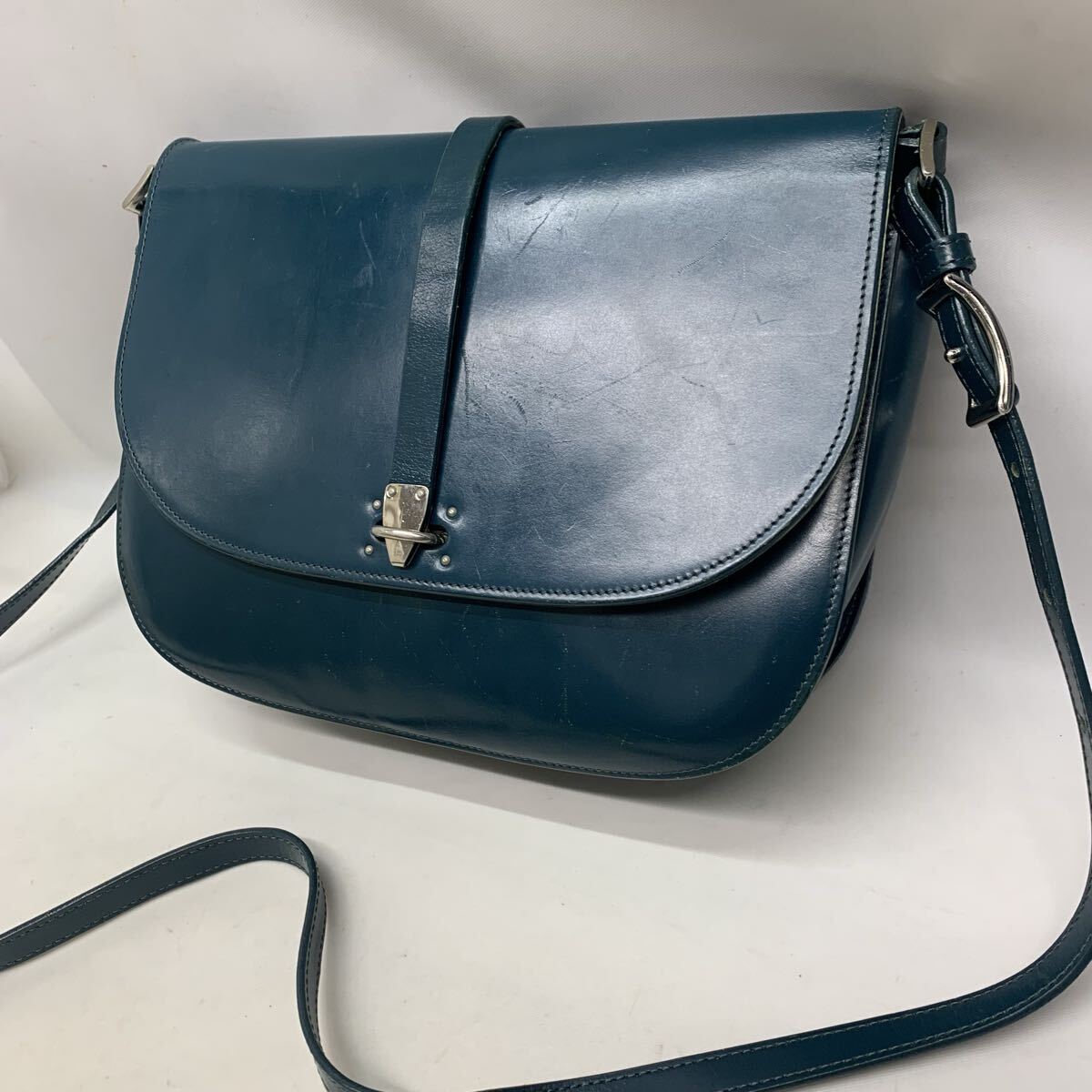 【レア】ポーターガール　Porter ガラスレザー ショルダーバッグ グラス　グリーン　ブルー　ビリジアン　青緑系 斜め掛け
