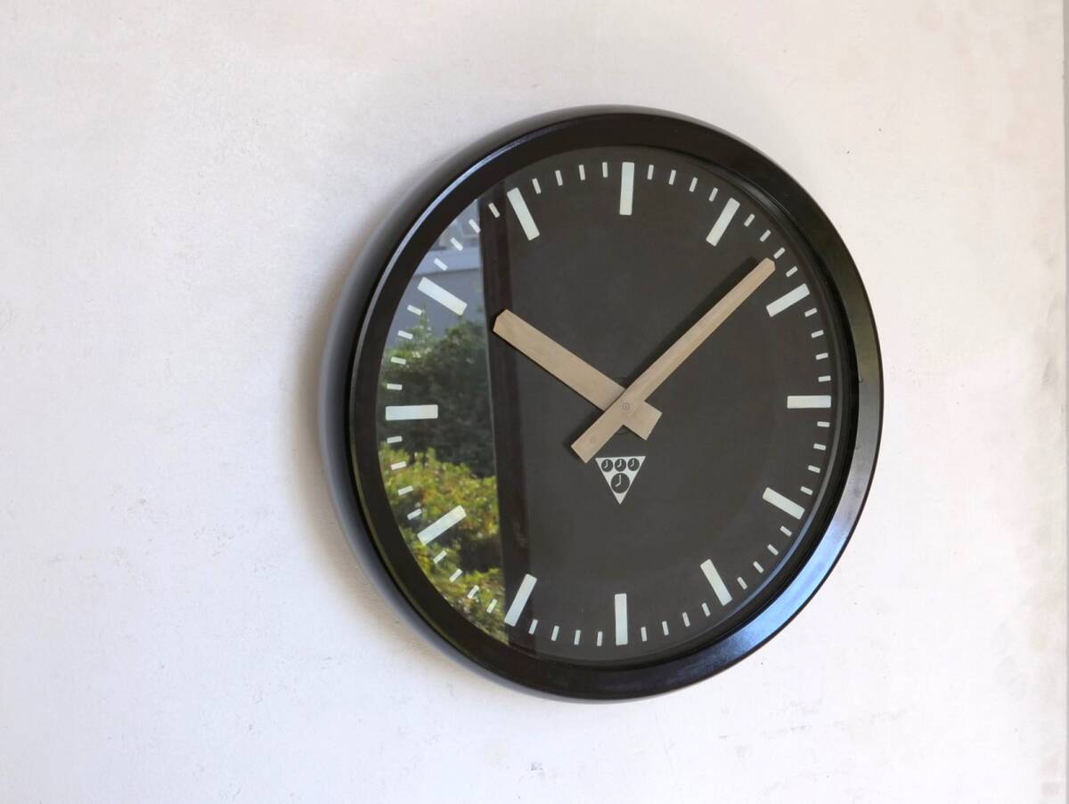 ■希少レア！37cm Black Dial PRAGOTRON パラゴトロン 時計 ミッドセンチュリー インダストリアル / 店舗 カフェ 什器 ジェルデ