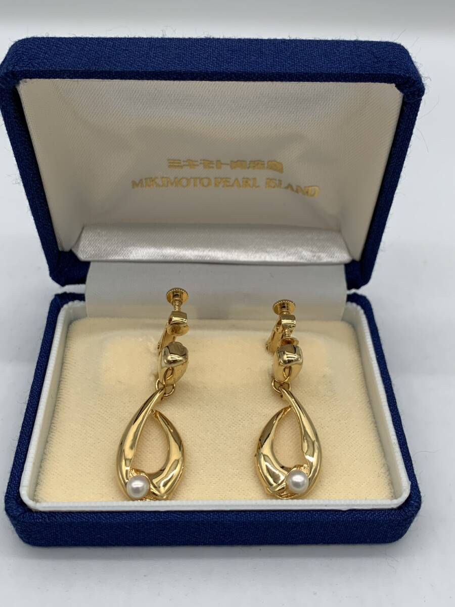MIKIMOTO ミキモト 本真珠 パールイヤリング 約4.4mm珠 ゴールドカラー アクセサリー