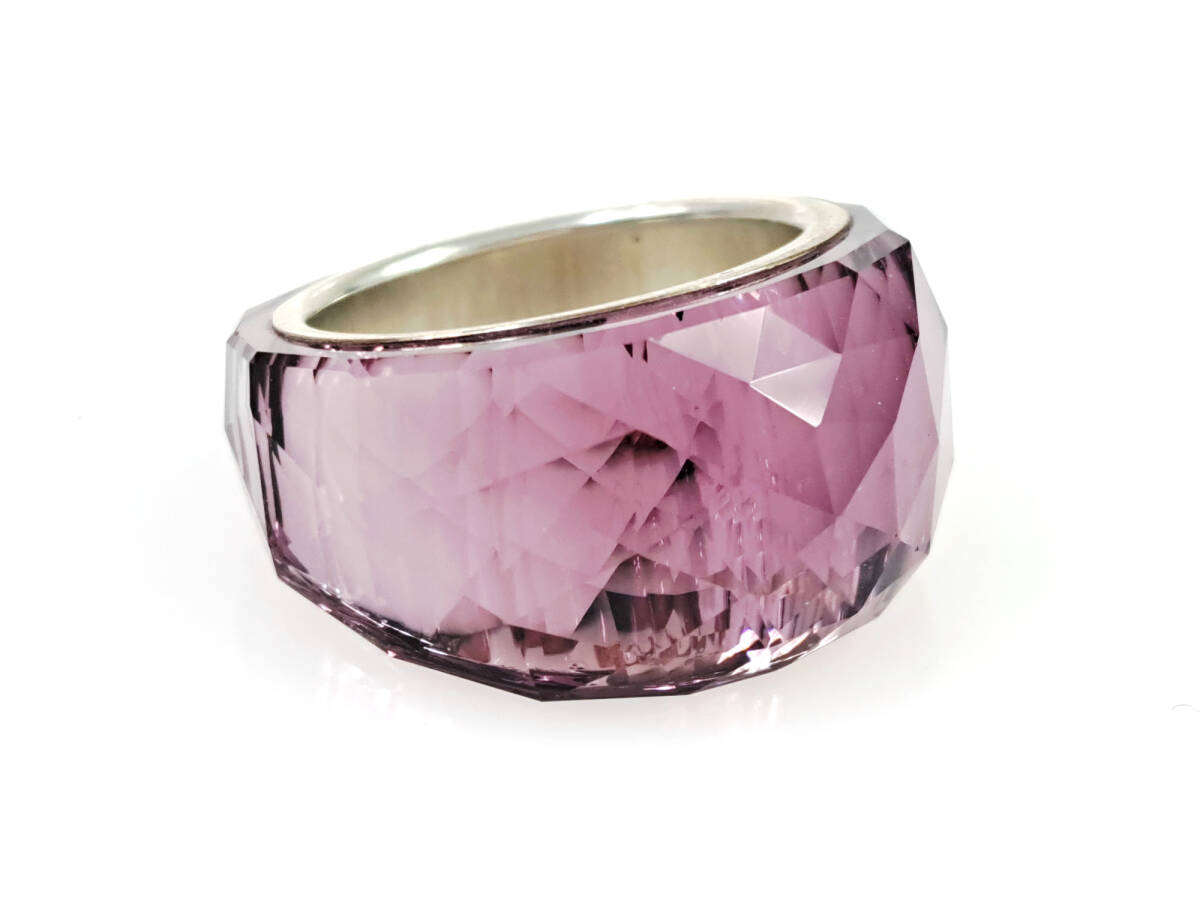 スワロフスキー　SWAROVSKI　ニルヴァーナ　リング　ワイドリング　指輪　クリスタル　刻印:55/実寸:14号　パープル　箱付　YAS-6309
