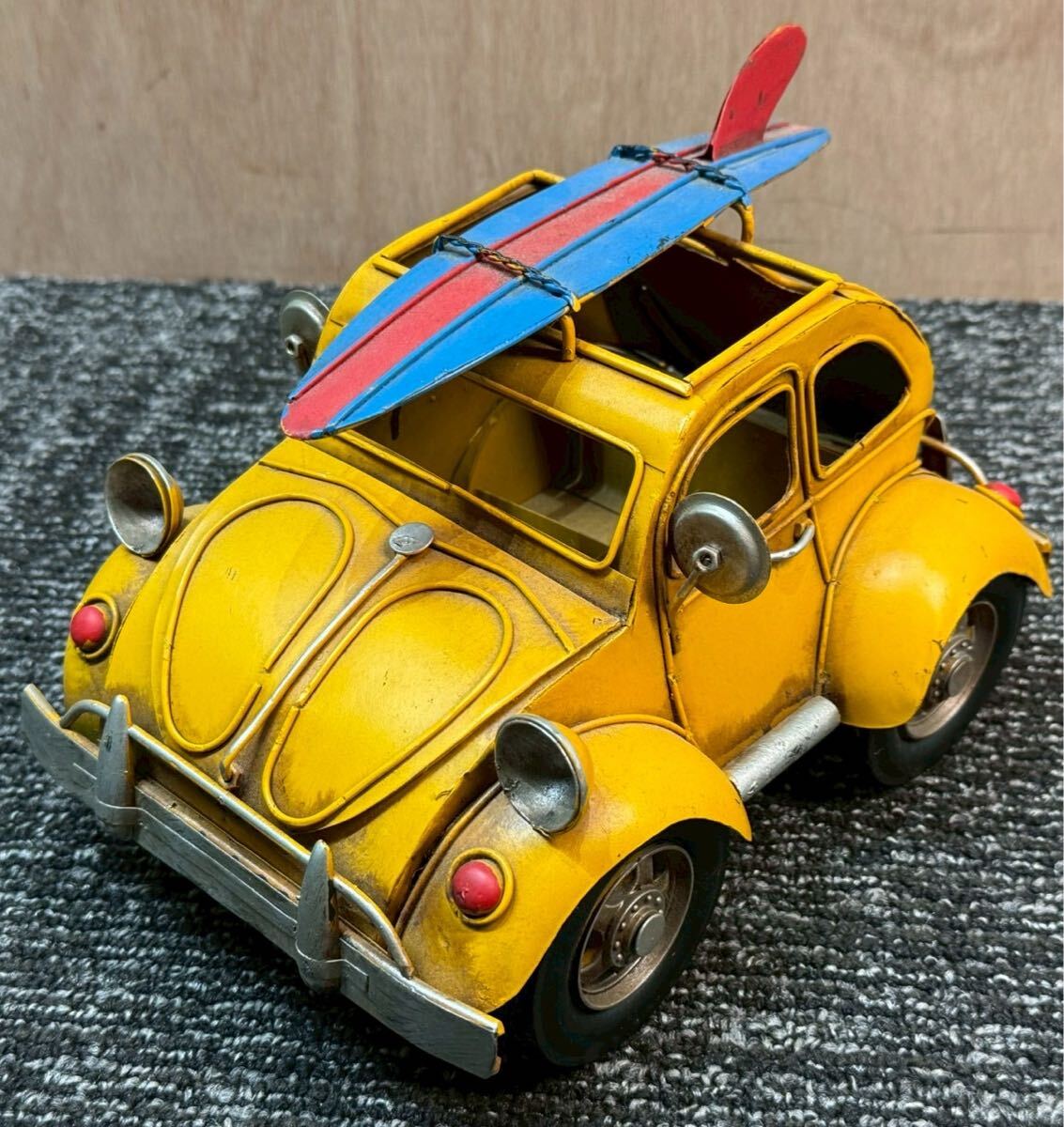 20251213-9 長期保管品　ヴィンテージ風　車　置物　イエロー　インテリア　レトロ　アンティーク　